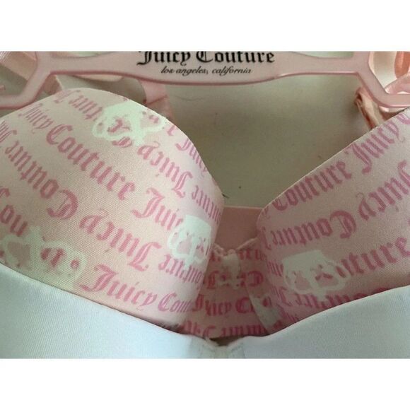 2 Pack Juicy Couture Bra Sz 38C SEXY Push Up JC5301 Bling White Pink Logo NEW - Picture 5 of 7